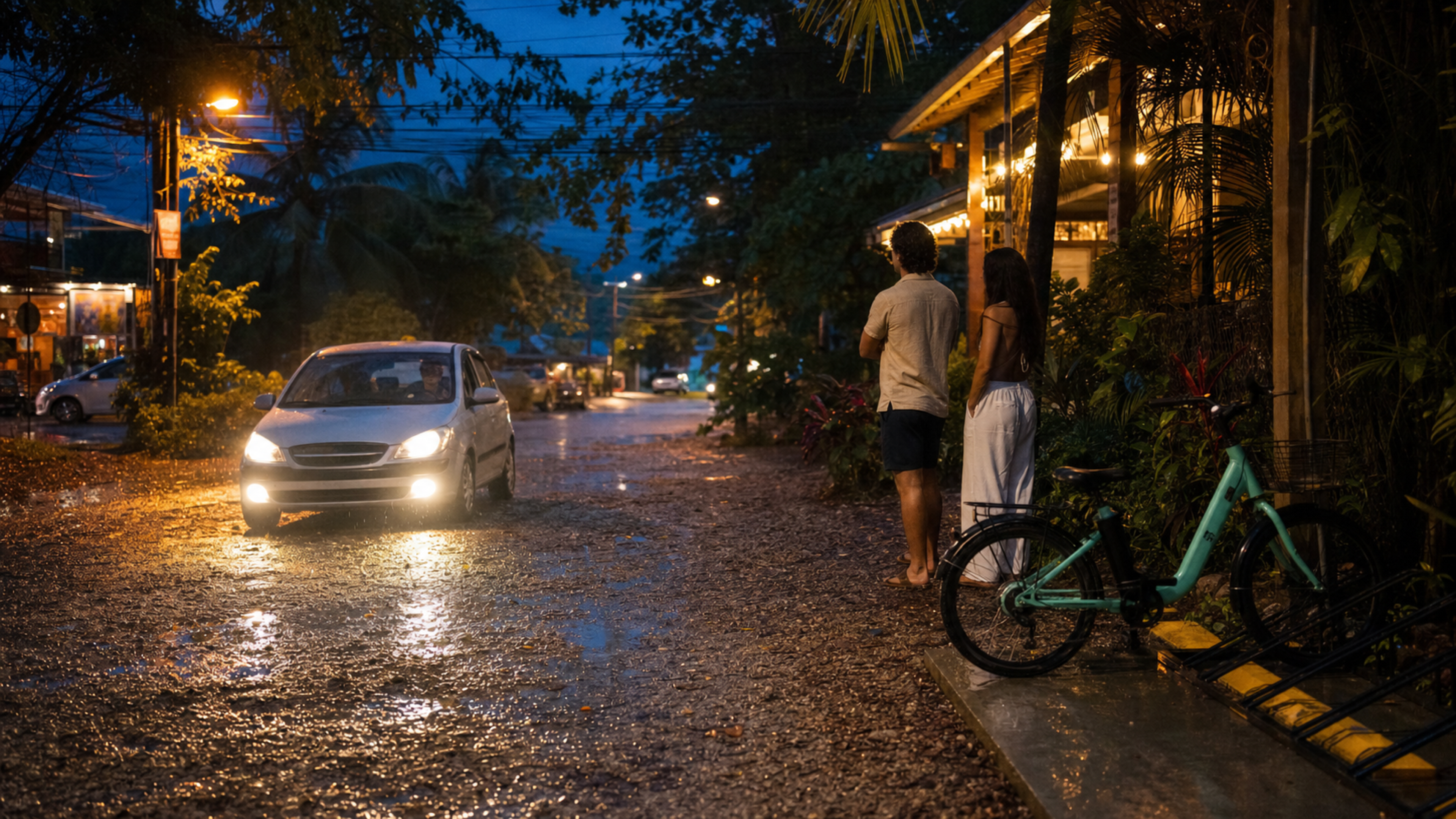 Confirmed local transportation traveling on a Santa Teresa road after dark