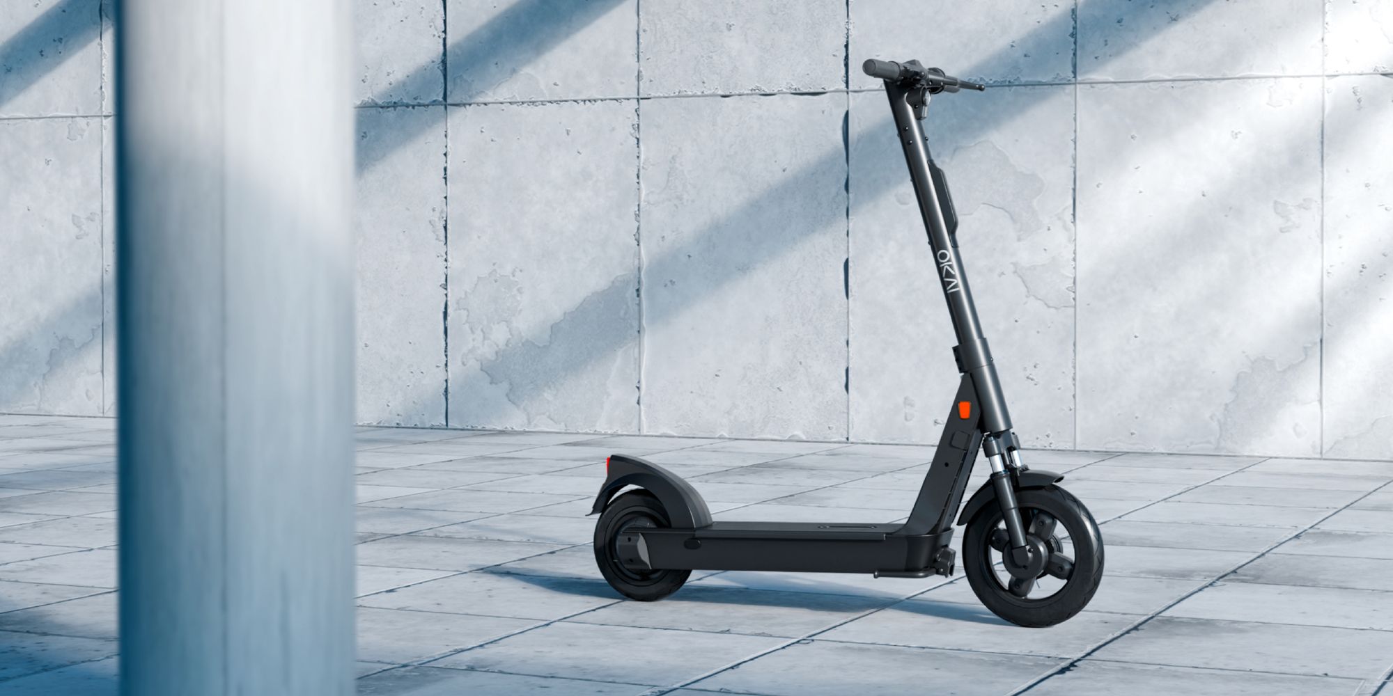 Official engineering product photograph of the shared electric scooter